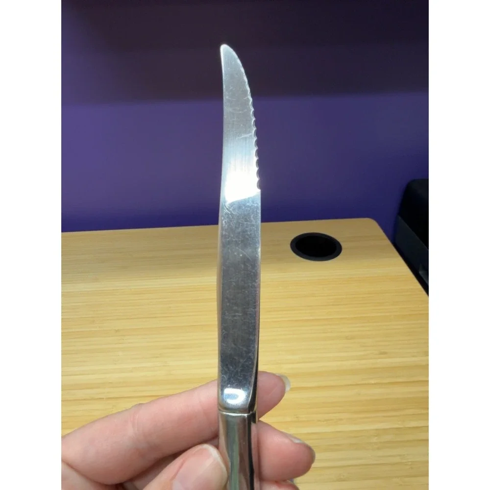 Vintage Floral Stainless Steel Steak Knives Set of 6 Serrated 9 Inch